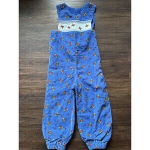 Vintage 70s 80s Y2K Retro USA Corduroy Romper Button Up Smocked PlaneOveralls s7